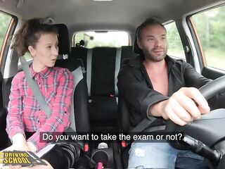 Fake Driving School Learner Buys Instructor Emilia Argan a coffee in advance of outdoor bang