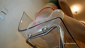 Angie sit pop on the transparent chair 4K UHD