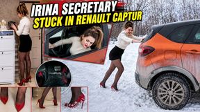 Irina Black tights of jimmy choo stuck in the snow 4K full video 12 min