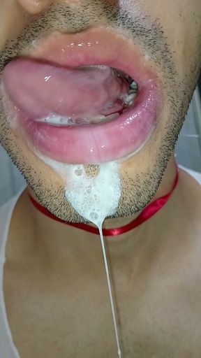 Cum in my mouth, play with your cum, and swallow it, sexy, femboy, trans, gay naughty, tongue, sloopy, six pack&hellip;   Clip 3