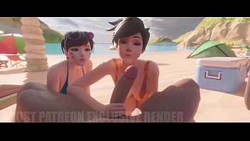 D.va and tracer blowjob