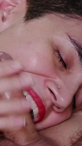 Messy Facial While Biting My Cock