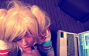 Suicide Squad Harley Quinn crossdresser suck and swallow
