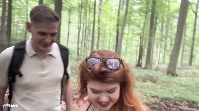 My fan has a huge cock - French amateur hiking public sex hairy redhead fucking in forest