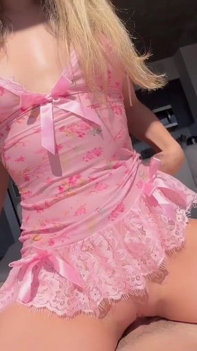 Petite slut is addicted to bouncing on cock and rewarded with a creampie   Clip 1