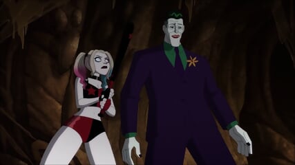 HARLEY QUINN kick in the nuts JOKER from behind, ballbusting heroine