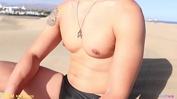 Hot Asian guy getting nipple played in the dunes!