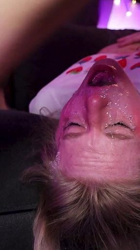 Blonde Whore Gets Her Face Fucked Upside Down