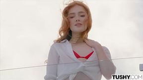 TUSHY Gorgeous redhead dped in threesome