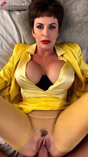 Blonde woman in yellow dress