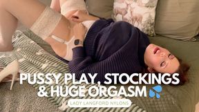 Huge Orgasm in my 'Gatta' White Lace Topped Stockings - HEAR Me Cum Series!