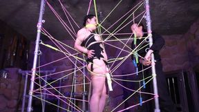 Halloween Special - Elbows touching Spider Net Predicament Bondage Challenge for Roxy - Full Clip mp4 HD