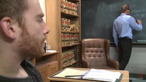 Straight Professor Gets Edged and Dildo Fucked in the Classroom