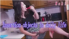 Insertion objects in daily life - Fetish Japanese Video