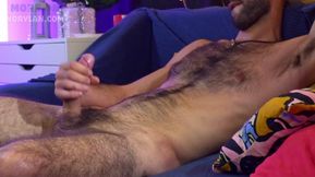 Unshaved Chest Man Edging Jizm Flow