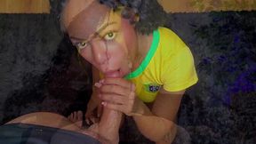 Naughty Brazilian girl takes thick black tool at husband's house