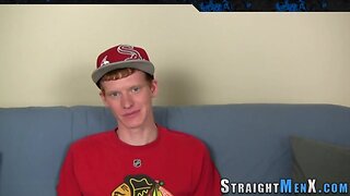 Straight teenager tugs penis