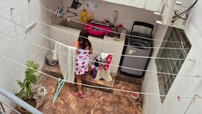 The Neighbor Is Watched Washing Clothes by Her Neighbor