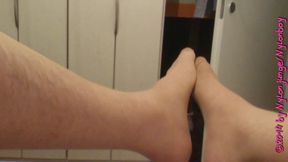 Nylon, feet, cum on a mature cunt