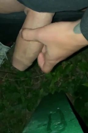 Cum on Light Pole and Taste Own Cum