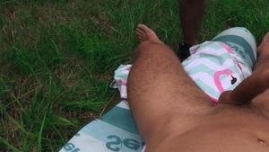 worthy-looking Czech gay pair in an outdoor three-some