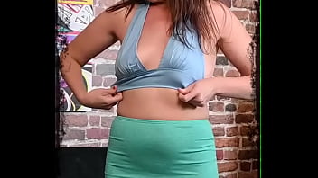 Allisha Adams modeling a blue halter top for us