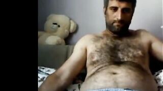 Big-Cock Turkish Bear Masturbates on Webcam