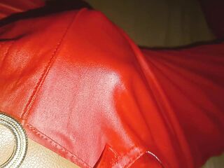 Ass dance and cute cumshots onto my hawt red leather panties ????????????