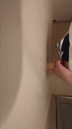 Japanese Femboy Ass Ripped by Wall Dildo Gushes Cum Hiding Pants