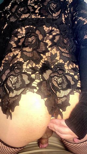 Sissy Slut Kandi Plays with Her Ass on Her Leather Couch