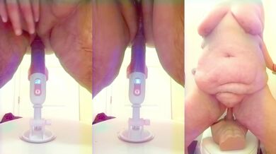 BBW Latina MILF rides dildo and sex doll