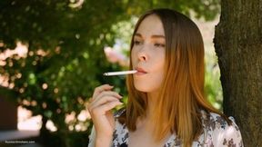 Evgeniya is smoking all white cigarettes