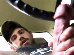 str8 muscle with big blue eyes precum in car 2