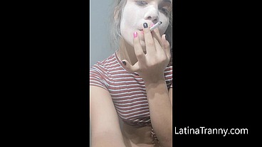 Amber Allison Wanking and smoking a cigarrete white face