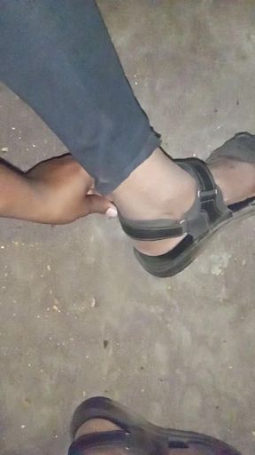 Outdoor My Car in Penis Massage with Dildo Condom