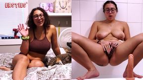Student Dava Takes A Bath And Masturbates With A Big Dildo
