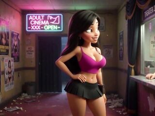Stepdaughter Becomes the Virgin of the Porn Theater After Forbidden Wish for Stepfather (AI generated)