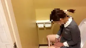 Teen’s Wet Blowjob Surprise – Loud Moans in Public Bathroom Stall
