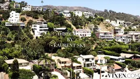 Fit blonde influencer Kelsey Kane deepthroats and licks her boy toy's thick cock