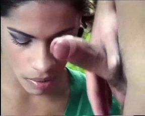 Latina tranny is skilful at sucking