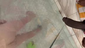 Caught Masturbating &mdash;  Stepbro Spied On Sexy Stepsis Big Dick&#x1F32D; Makes Him Cum In Shower&#x1F6BF;