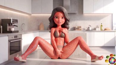 Kitchen Counter Hardcore Moranguete takes Batata’s thick cock in tight pussy and ass