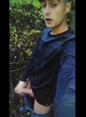 Twink Jerks off Outdoor Behind Rest Area