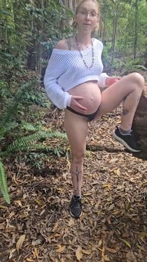 Pregnant hiker likes to tease on trail!