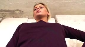 Blonde Rides Hard Cock in Basement Laundry Room