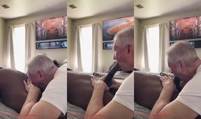 Grandpa destroys BBC with sloppy wet grandpa blowjobs