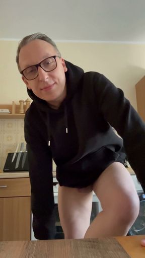 Naked and Handjob in the Kitchen with Full Cum Load