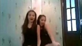 Hot young Kyrgyz bimbos on webcam posing in sexy dresses