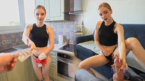 Sweet Housekeeper Spreads Legs for Raise