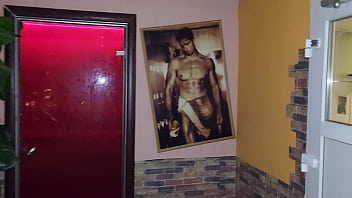 While sex sauna cruising young twink found a juicy dick in a neonlight room to suck the cum out